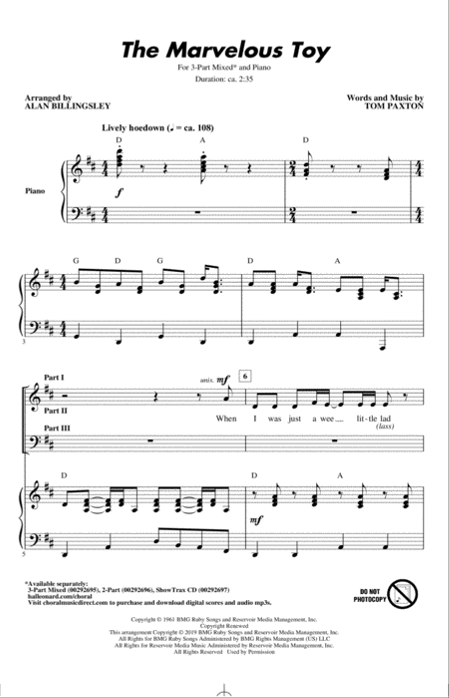 The Marvelous Toy (arr. Alan Billingsley) 3-Part scores gallery preview page 1