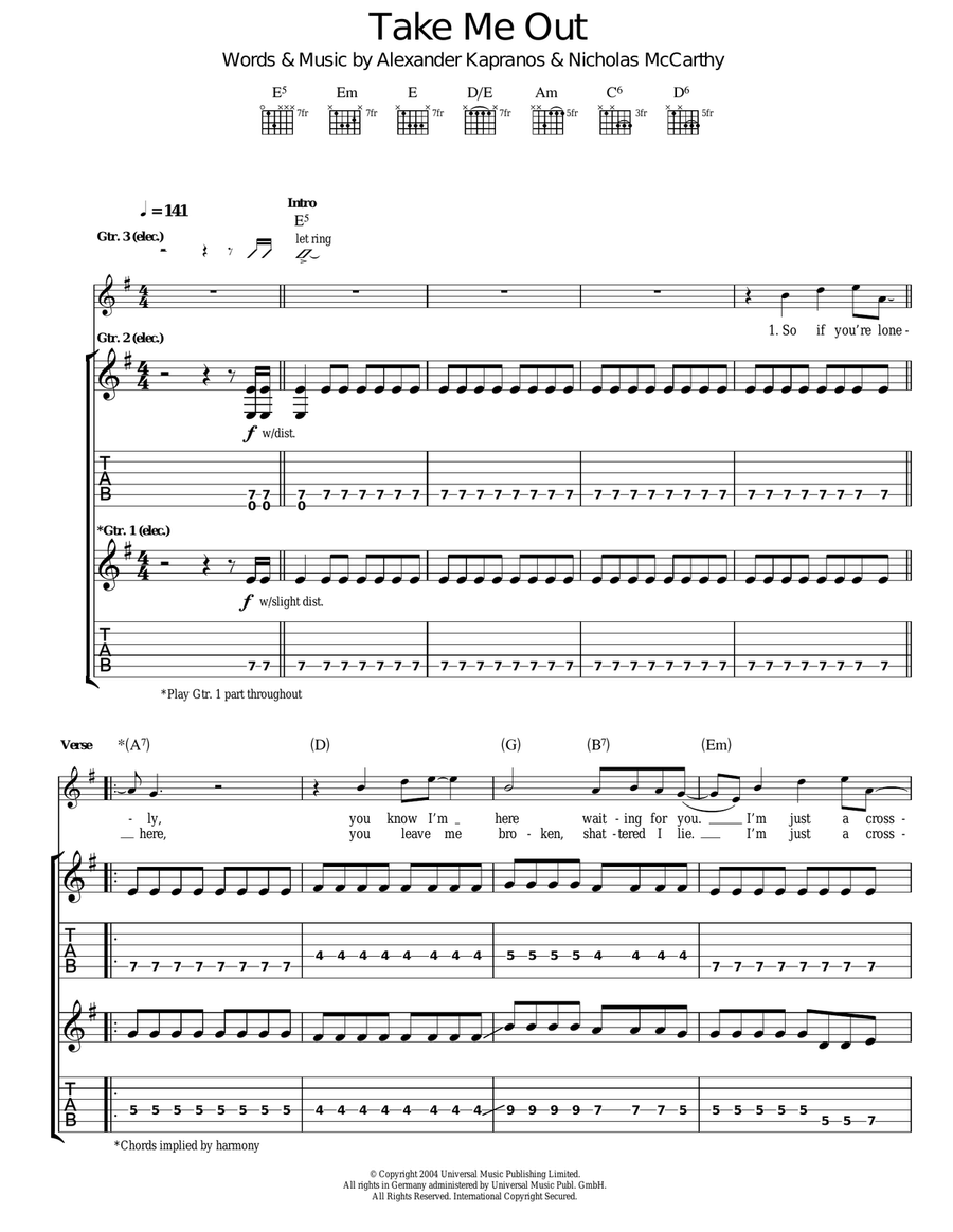 Take Me Out Acoustic Guitar scores gallery preview page 1