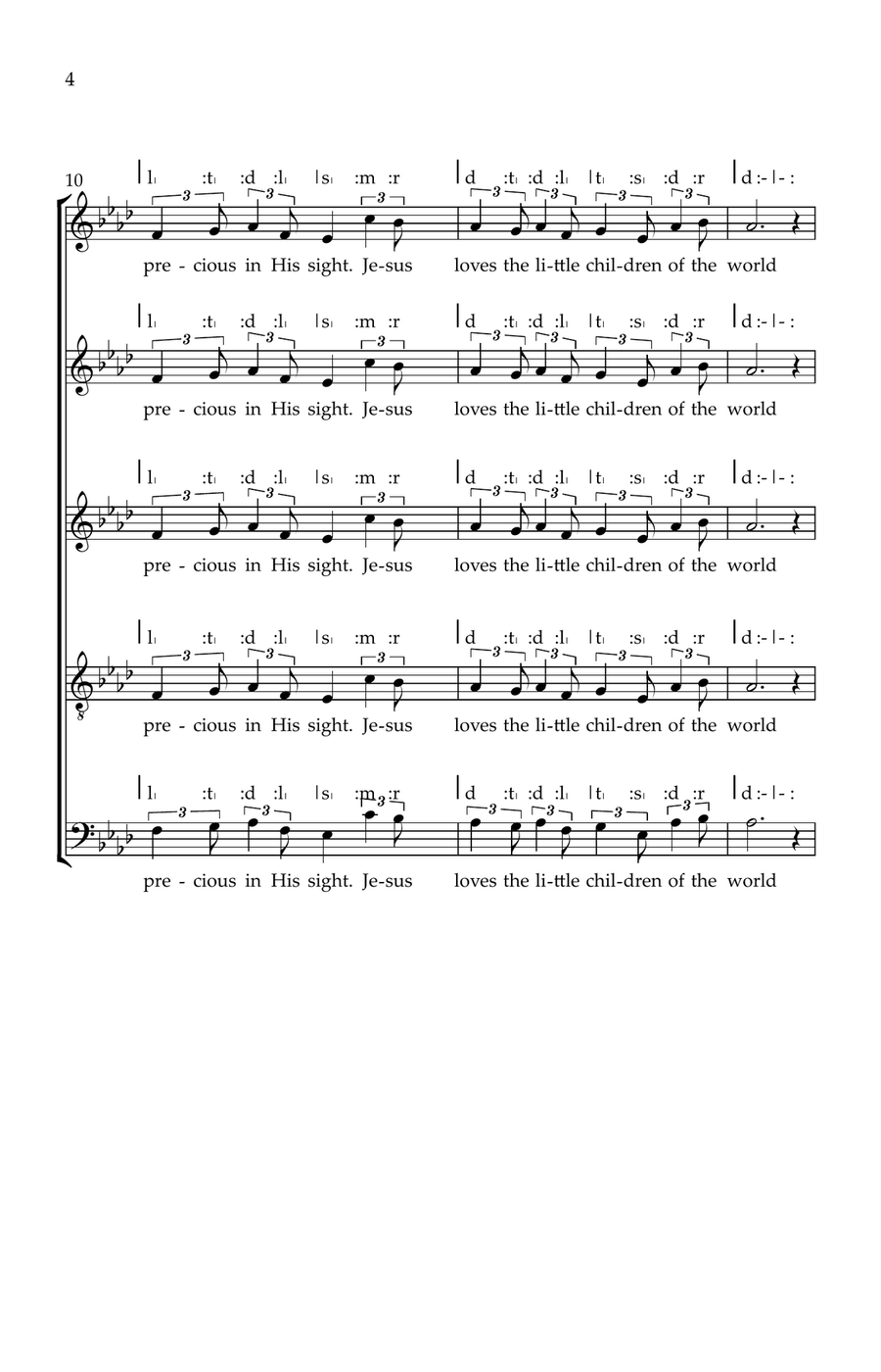 Jesus loves the little Children 4-Part scores gallery preview page 4