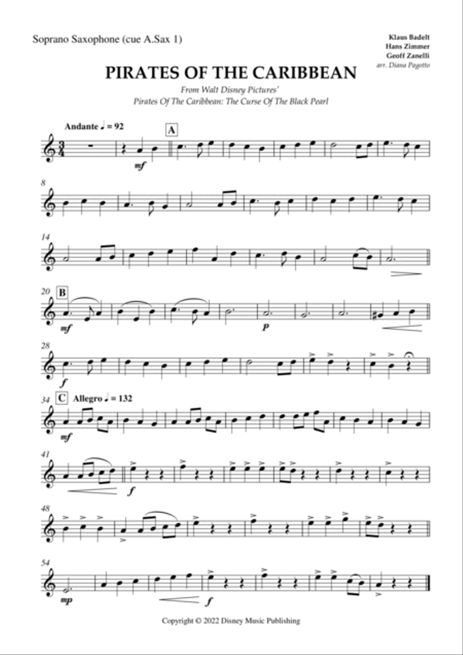 Pirates Of The Caribbean Saxophone Quartet scores gallery preview page 6