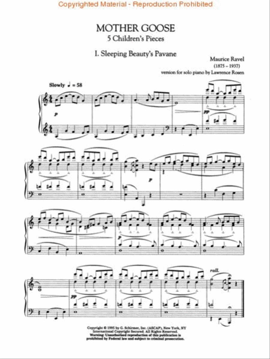 Mother Goose Suite (Five Children's Pieces) Piano Solo scores gallery preview page 2
