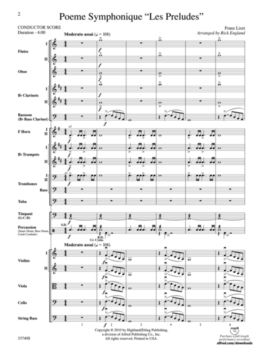 Poeme Symphonique Les Preludes Full Orchestra scores gallery preview page 2