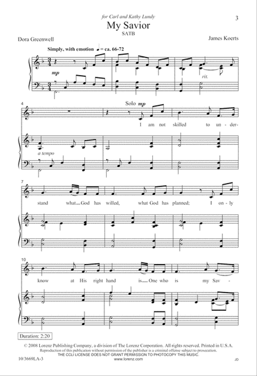 My Savior My Savior 4-Part scores gallery preview page 4
