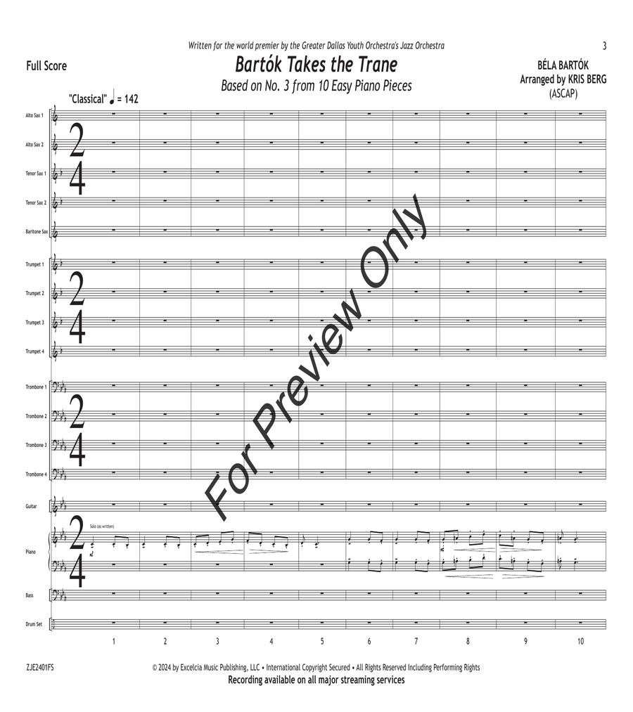 Bartók Takes the Trane Bartók Takes the Trane Jazz Ensemble scores gallery preview page 3