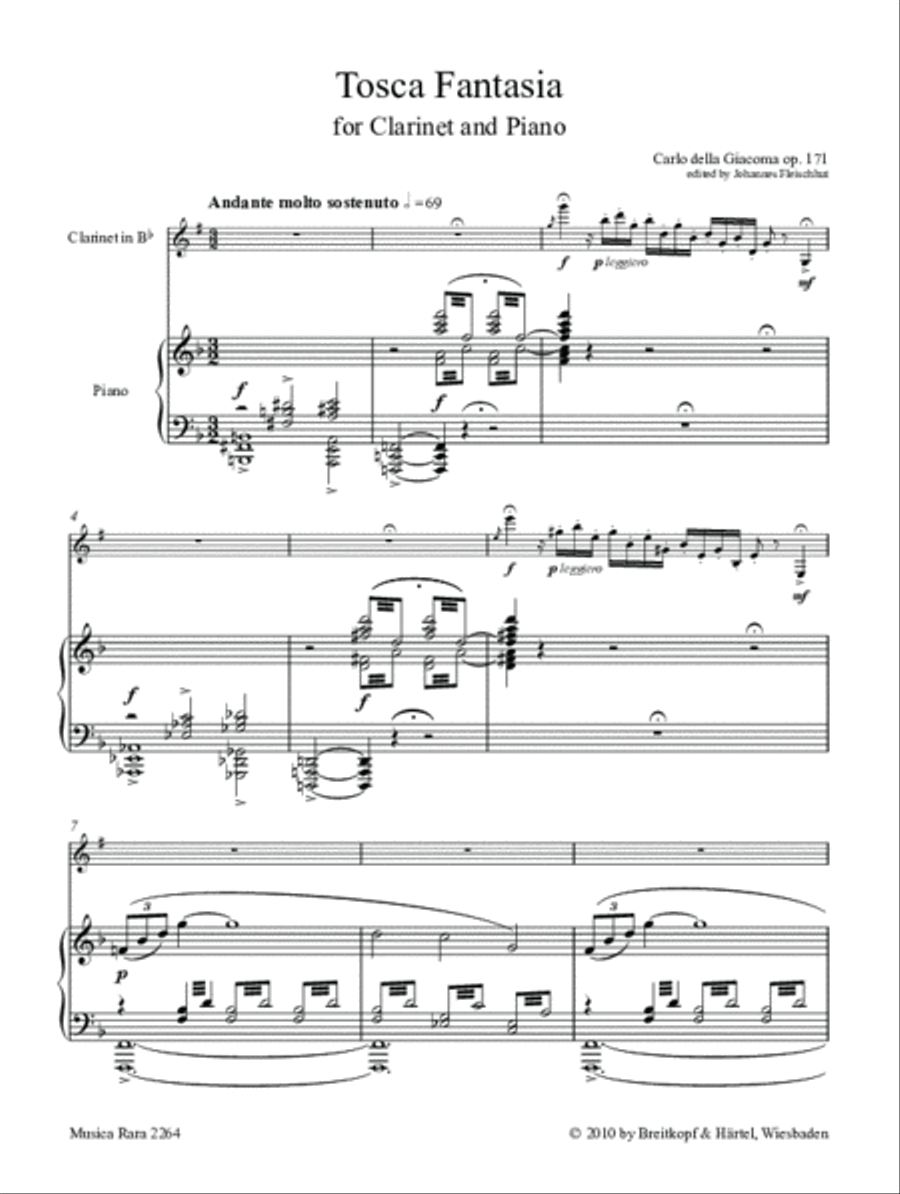 Tosca Fantasia Op. 171 Clarinet Solo scores gallery preview page 2