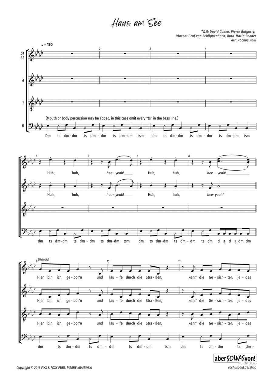 Haus Am See A Cappella scores gallery preview page 1