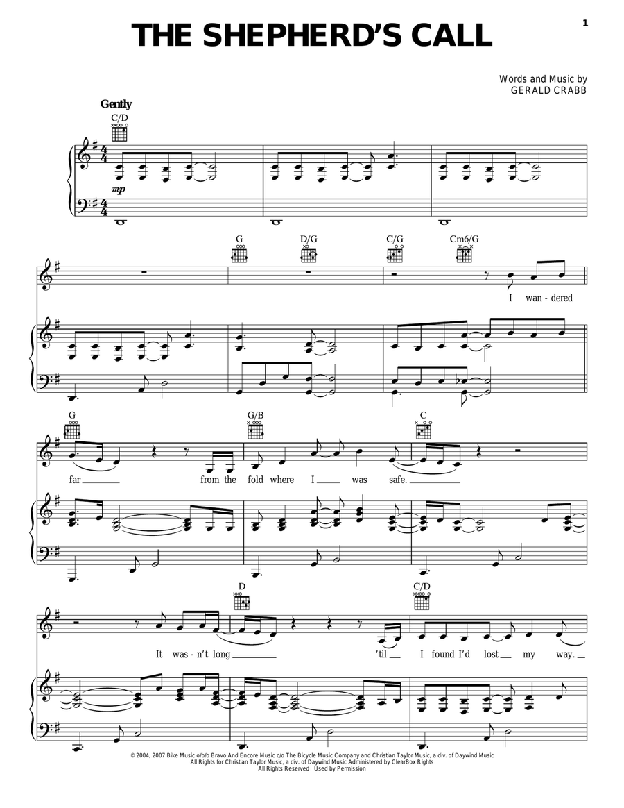 The Shepherd's Call Piano, Vocal, Guitar scores gallery preview page 1