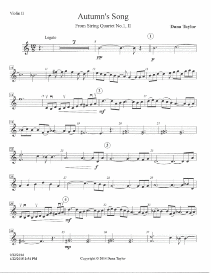 Autumn's Song, Op. 25 - Parts String Quartet scores gallery preview page 4