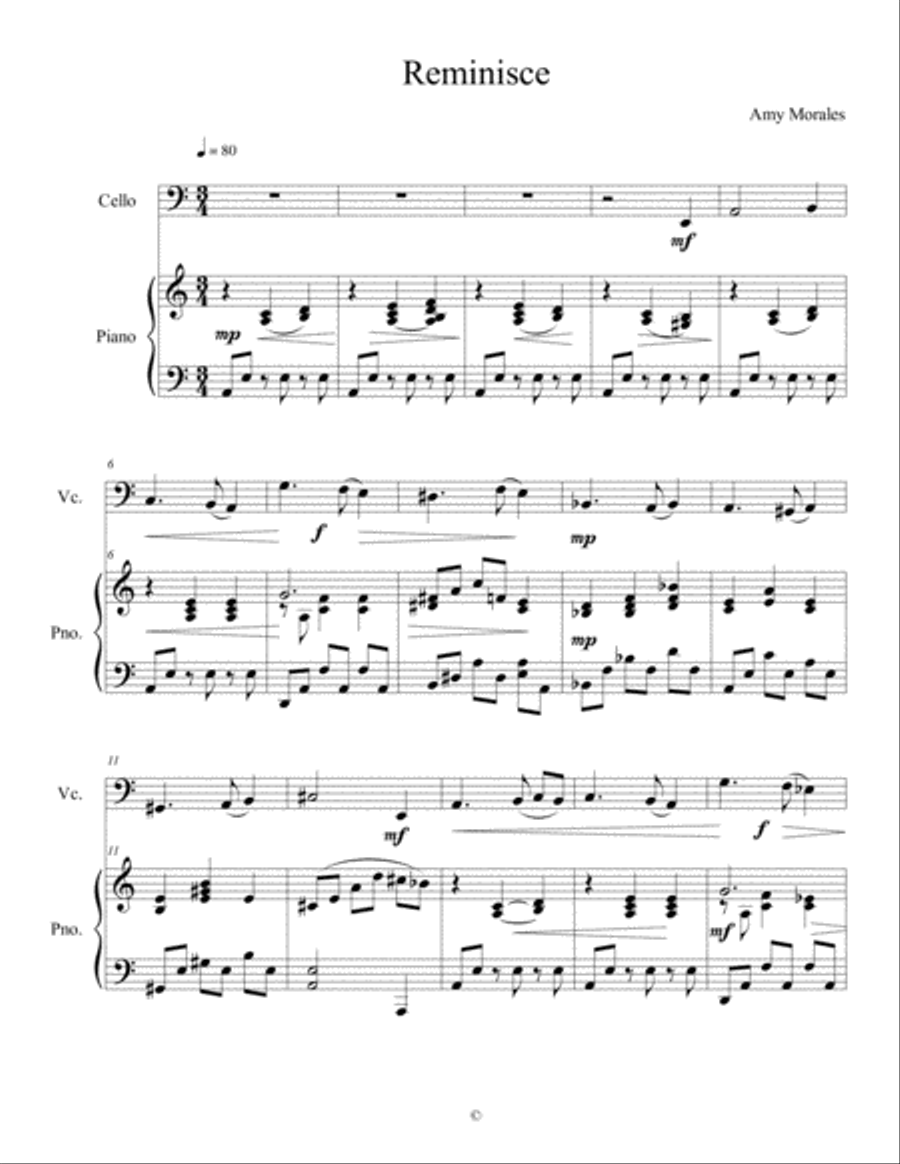 Reminisce - for Cello and Piano Piano scores gallery preview page 2