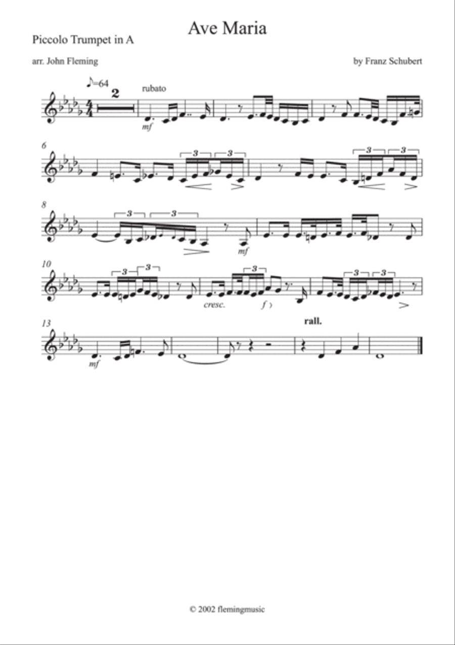 Ave Maria (for Trumpet and Organ) Trumpet Duet scores gallery preview page 6