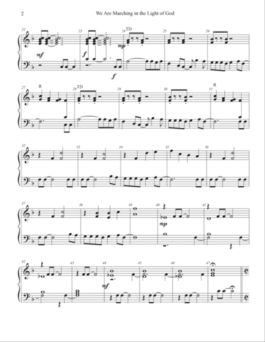 We Are Marching in the Light of God (Siyahamba) Handbell Choir scores gallery preview page 2