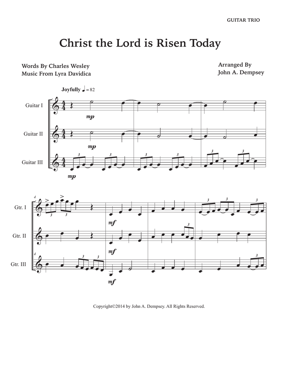 Christ the Lord Is Risen Today (Guitar Trio) Guitar Ensemble scores gallery preview page 5