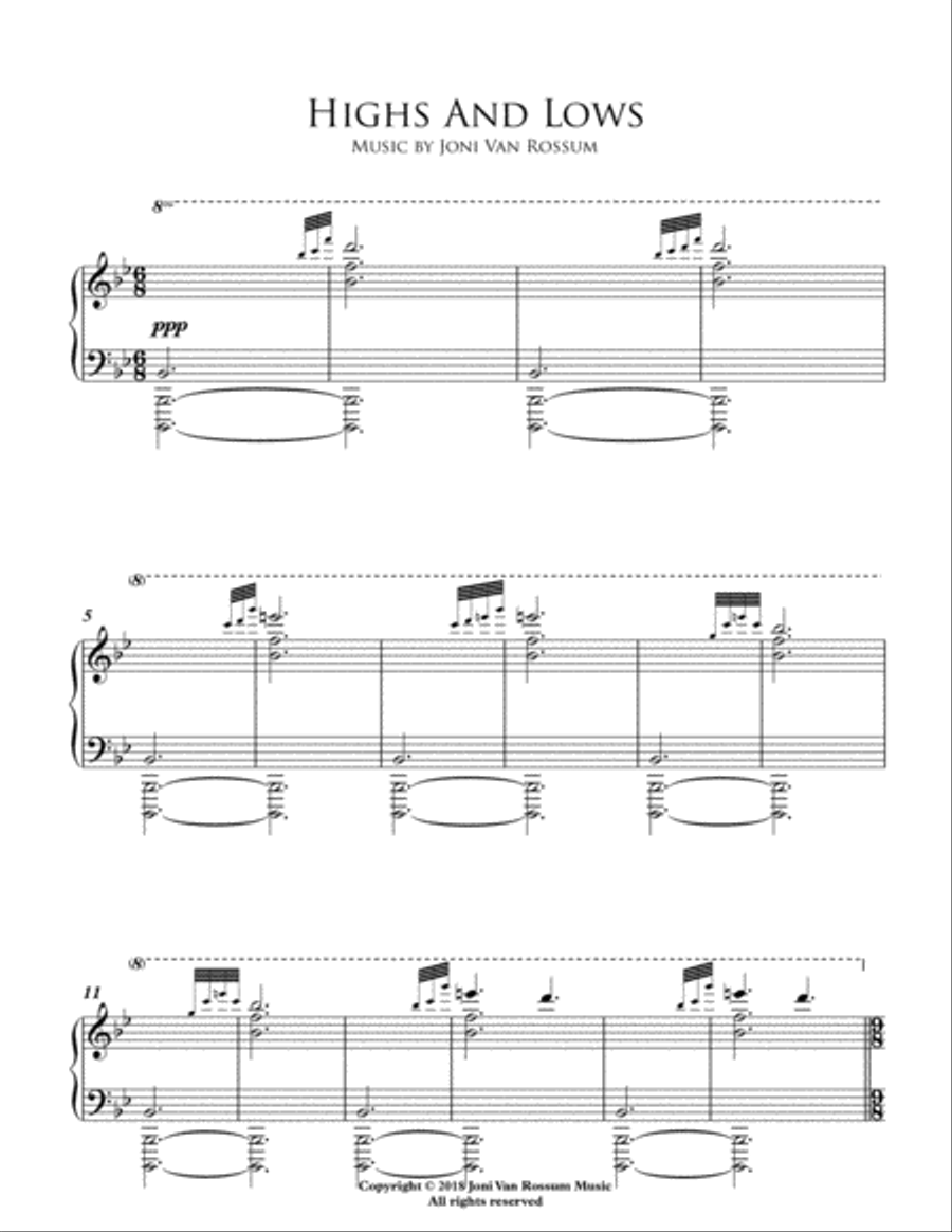 Highs And Lows Piano Solo scores gallery preview page 1