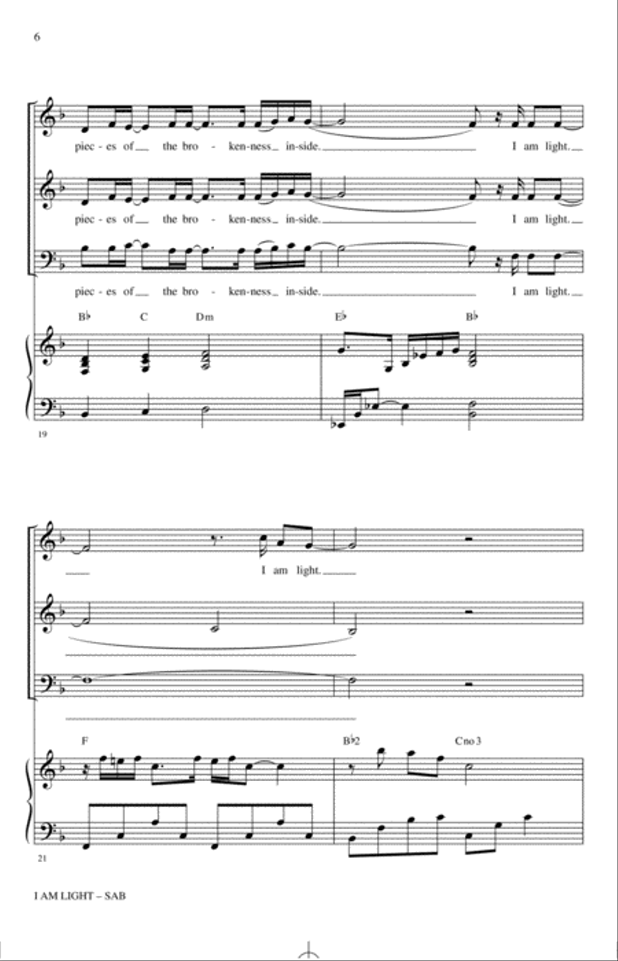 I Am Light (arr. Mark Hayes and Kimberly Lilley) 3-Part scores gallery preview page 5