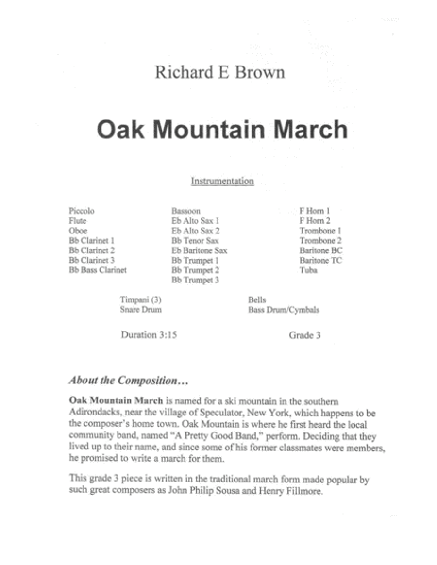 Oak Mountain March Oak Mountain March Concert Band scores gallery preview page 2