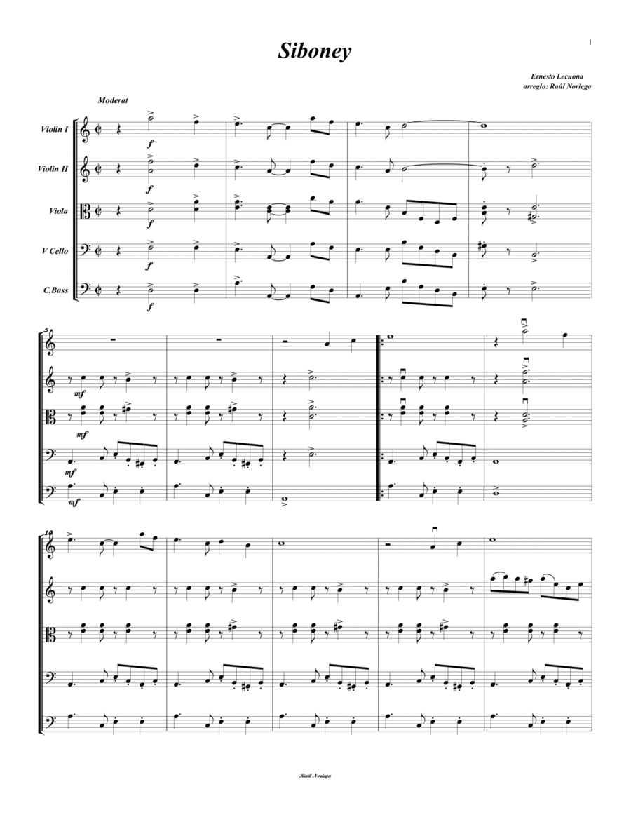 Siboney String Quintet scores gallery preview page 1