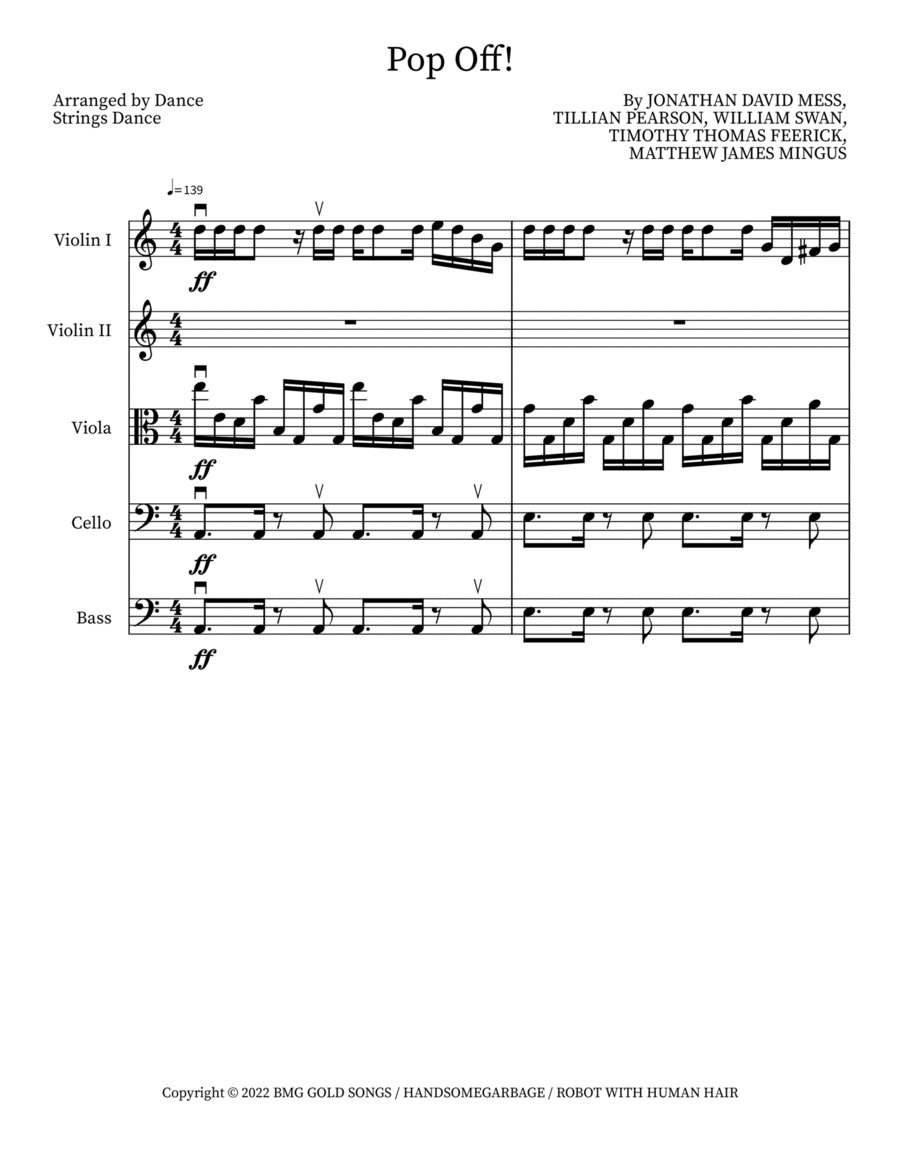Pop Off! Pop Off! Orchestra scores gallery preview page 1