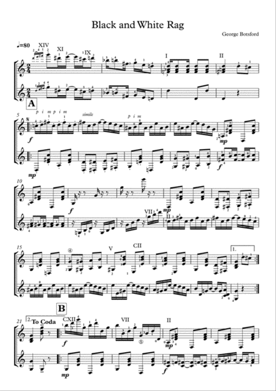 Black And White Rag - guitar duet Electric Guitar scores gallery preview page 1