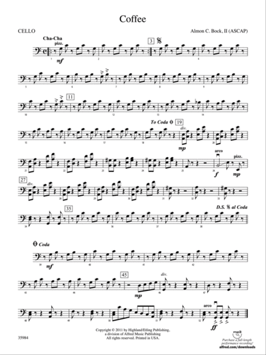 Coffee: Cello String Orchestra scores gallery preview page 1