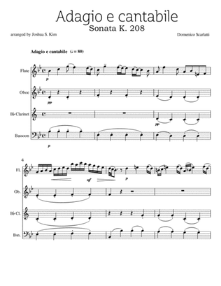 Cantabile (K. 208) for Woodwind Quartet