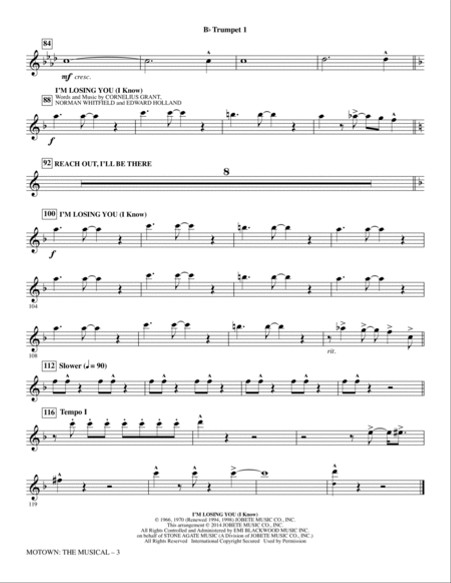 Motown: The Musical (Choral Highlights) - Trumpet 1 Choir scores gallery preview page 3