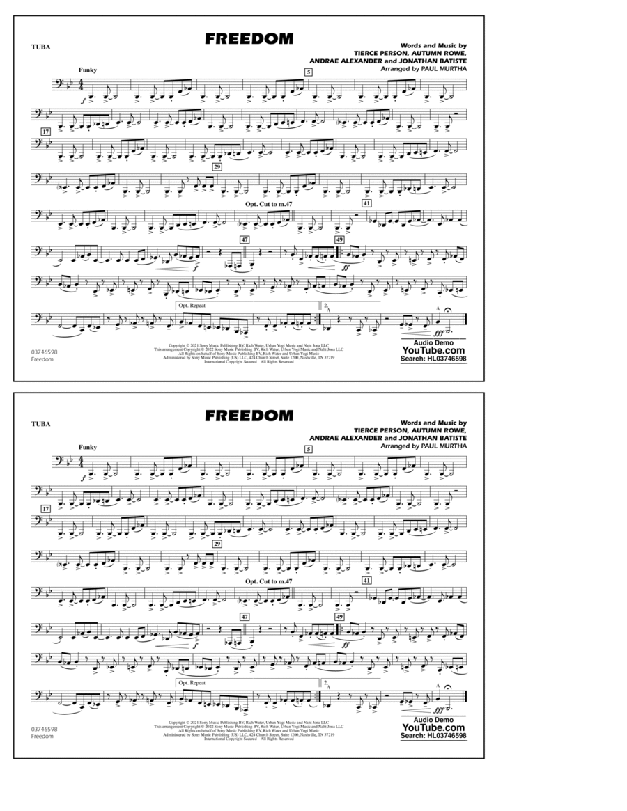 Freedom (arr. Paul Murtha) - Tuba Marching Band scores gallery preview page 1