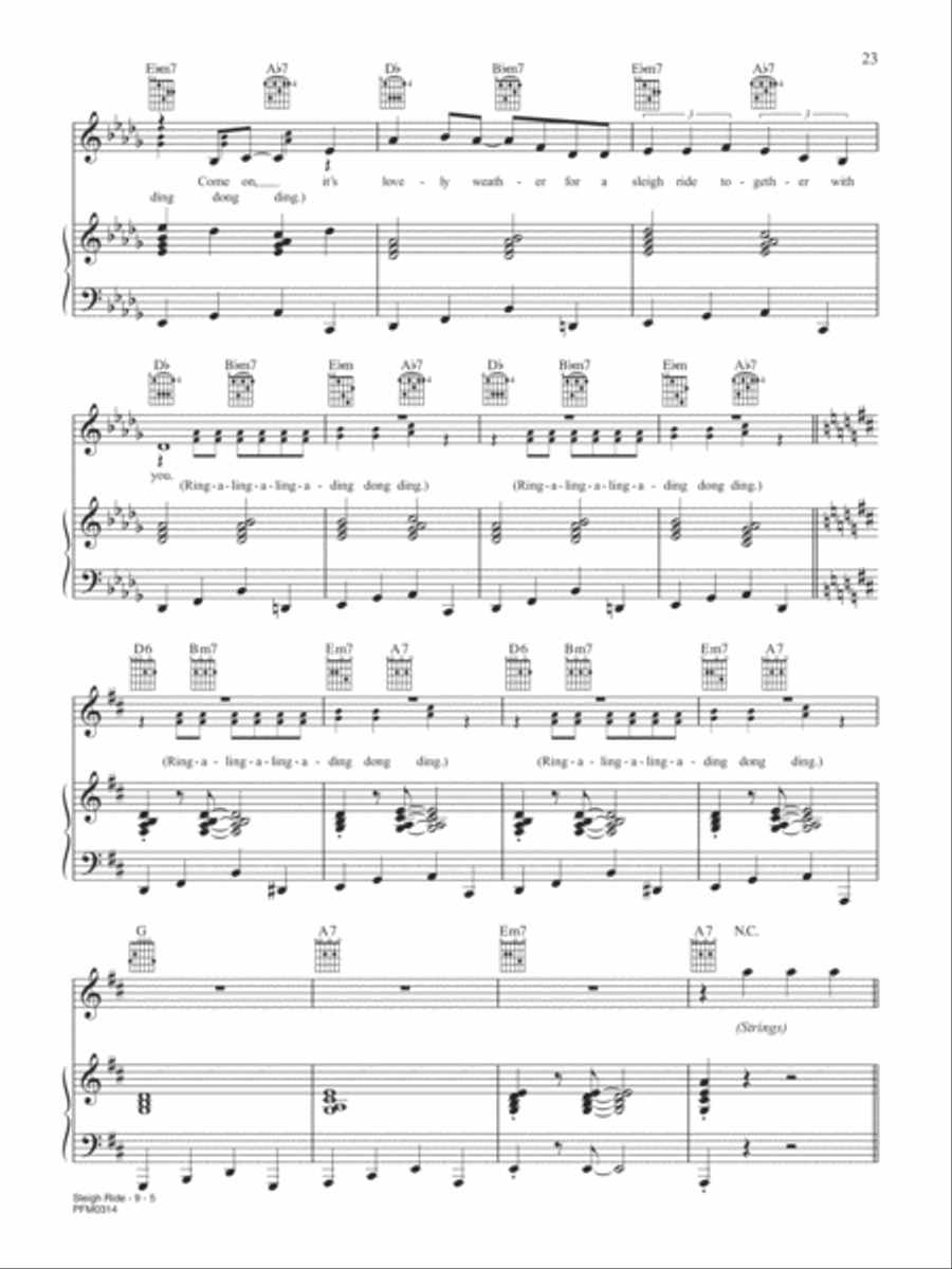 Sleigh Ride (W/ Lyrics) Piano, Vocal, Guitar scores gallery preview page 5
