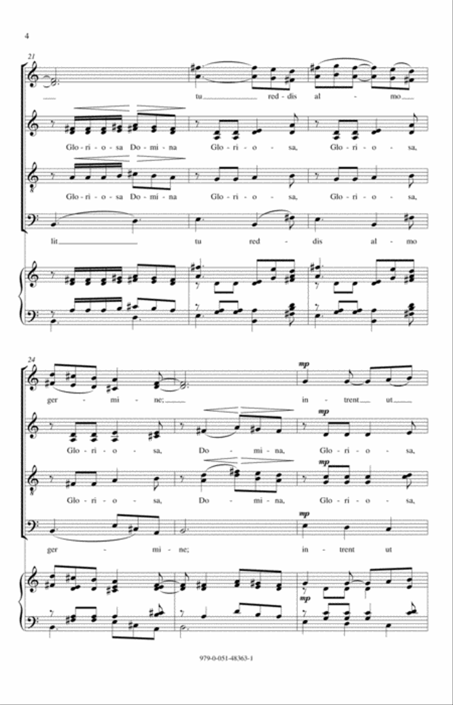 O Gloriosa Domina 4-Part scores gallery preview page 4