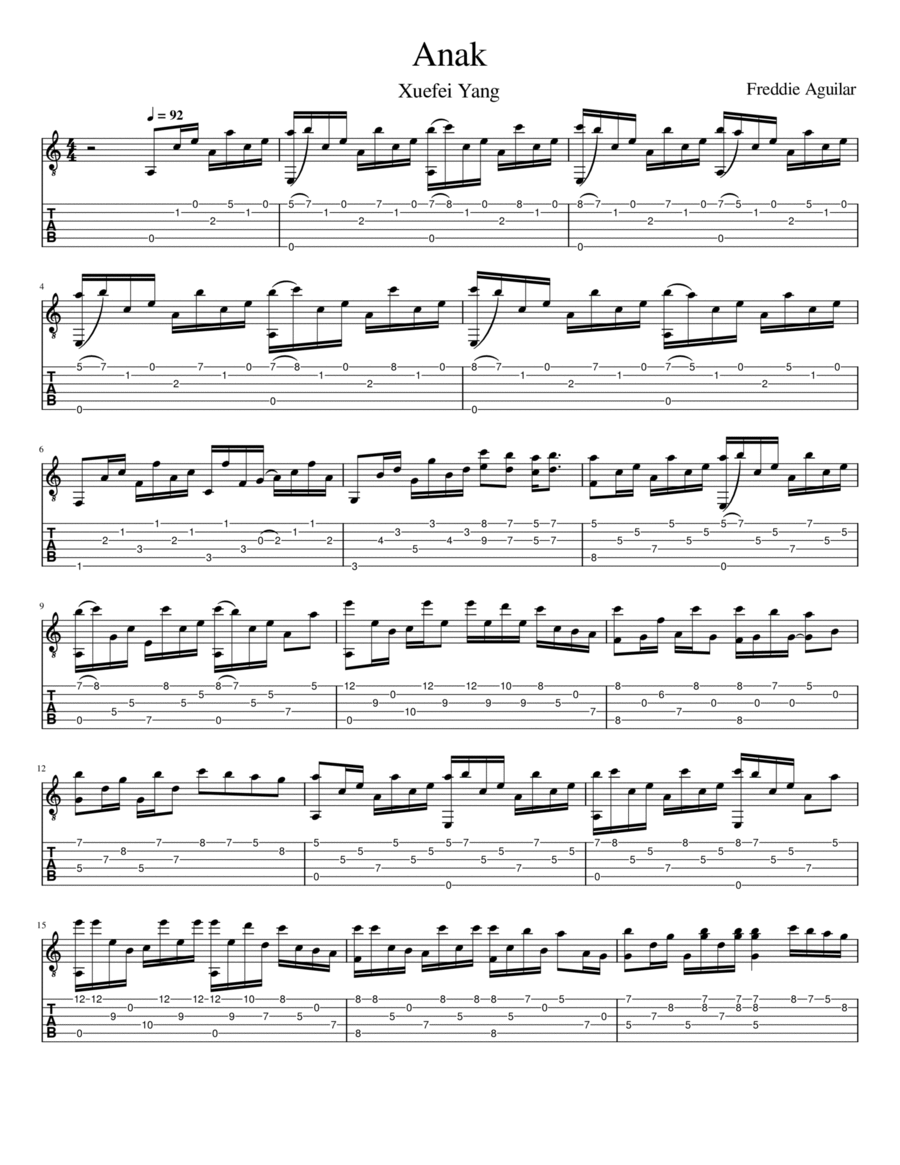 Anak Acoustic Guitar scores gallery preview page 1