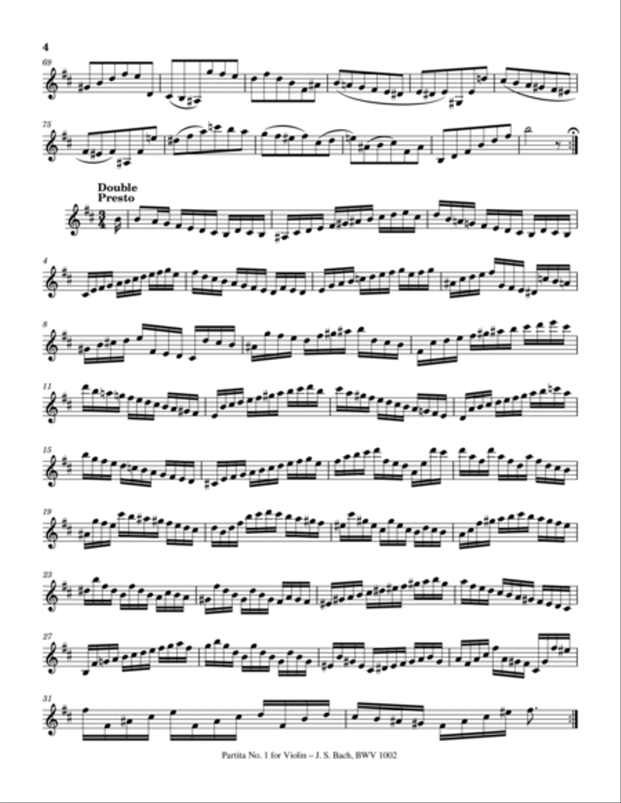 J.S.Bach - Violin Partita No.1 in B minor, BWV 1002 - For Solo Original Complete Violin Solo scores gallery preview page 4