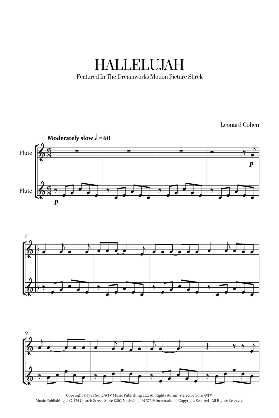 Hallelujah Hallelujah Flute Duet scores gallery preview page 1
