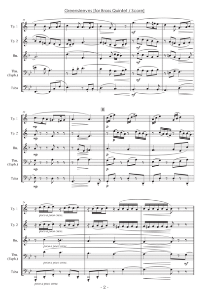 Greensleeves [Brass Quintet] - Score Only image number null