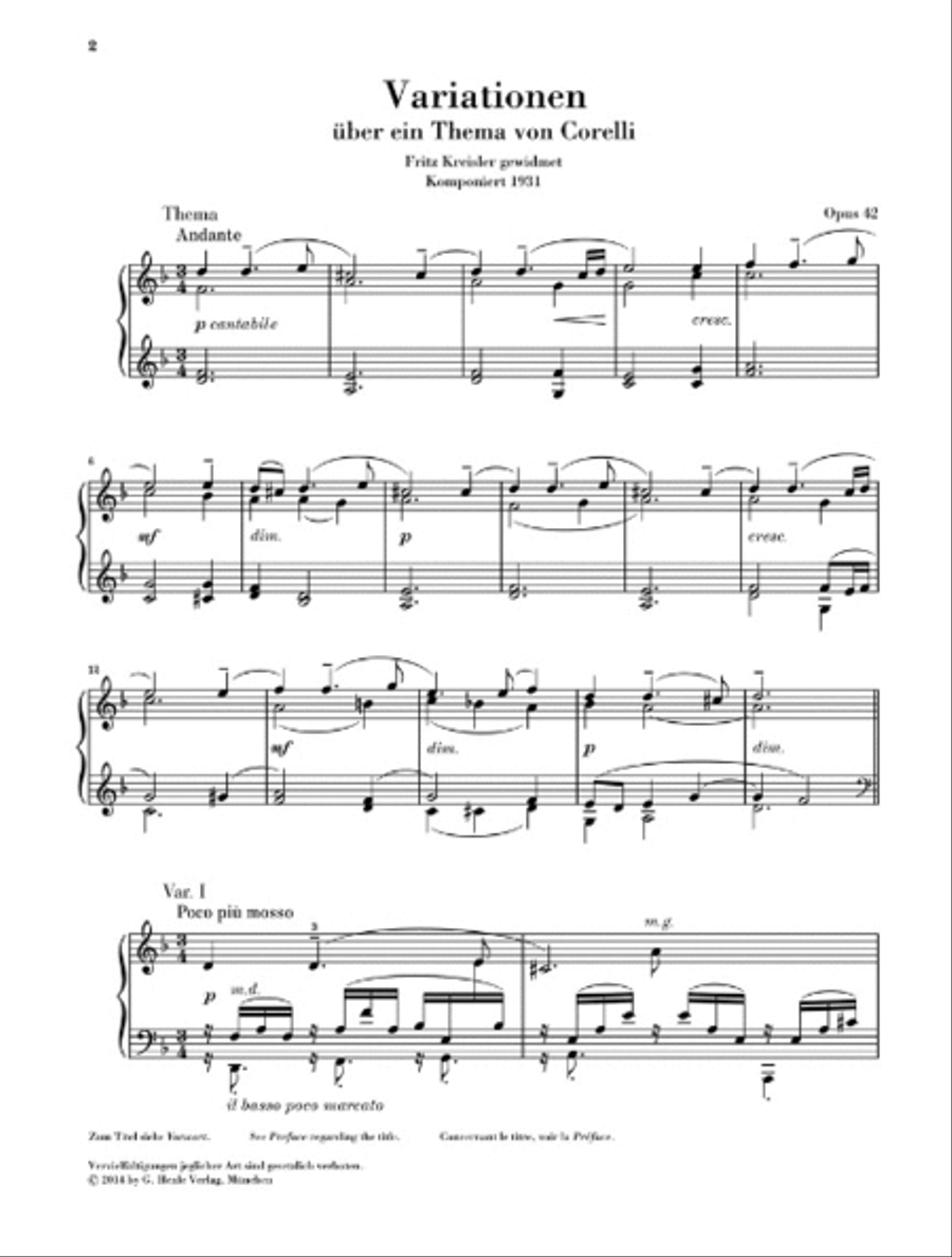 Corelli Variations Op. 42 Piano Solo scores gallery preview page 2