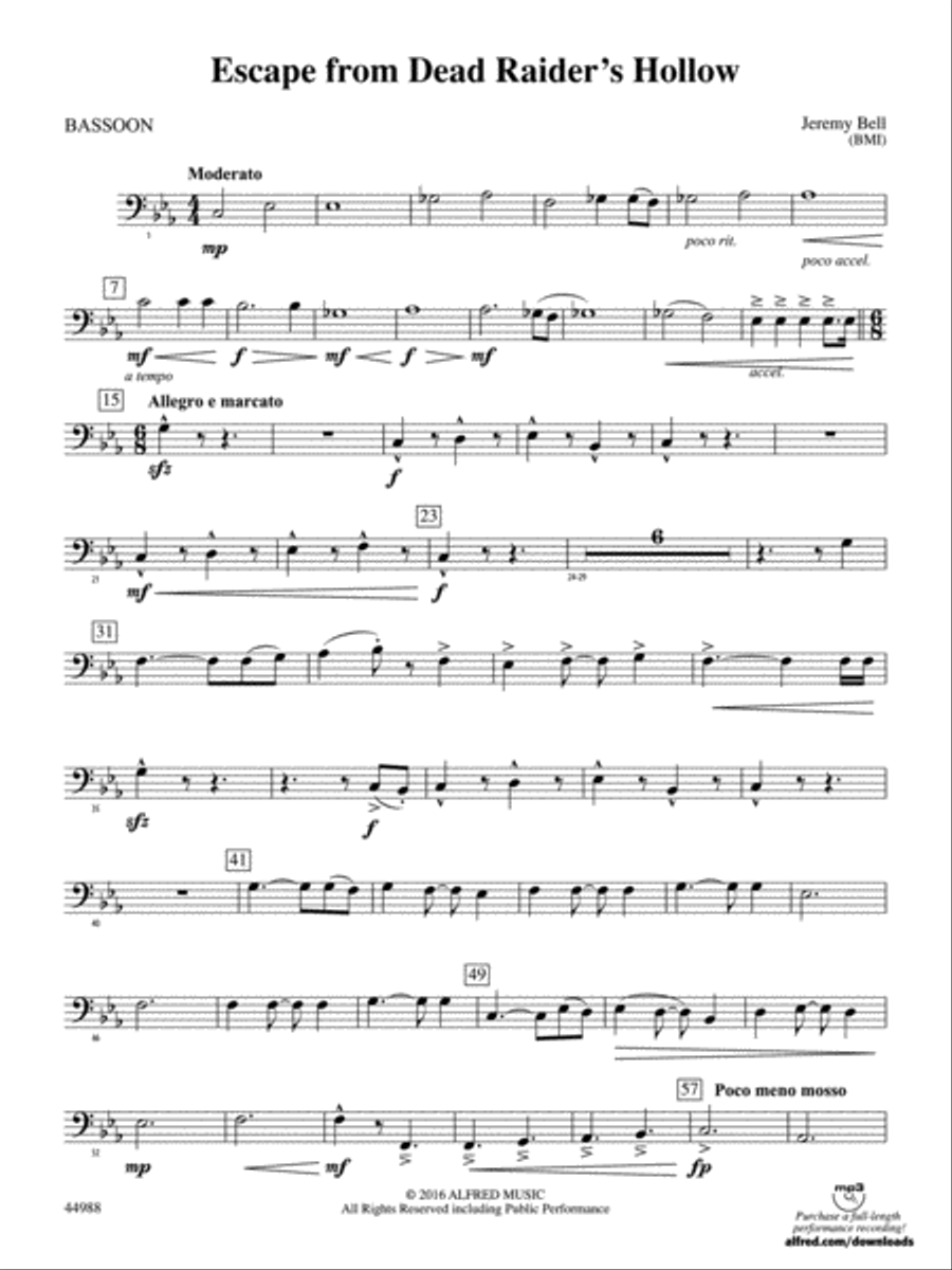 Escape from Dead Raider's Hollow: Bassoon Concert Band scores gallery preview page 1