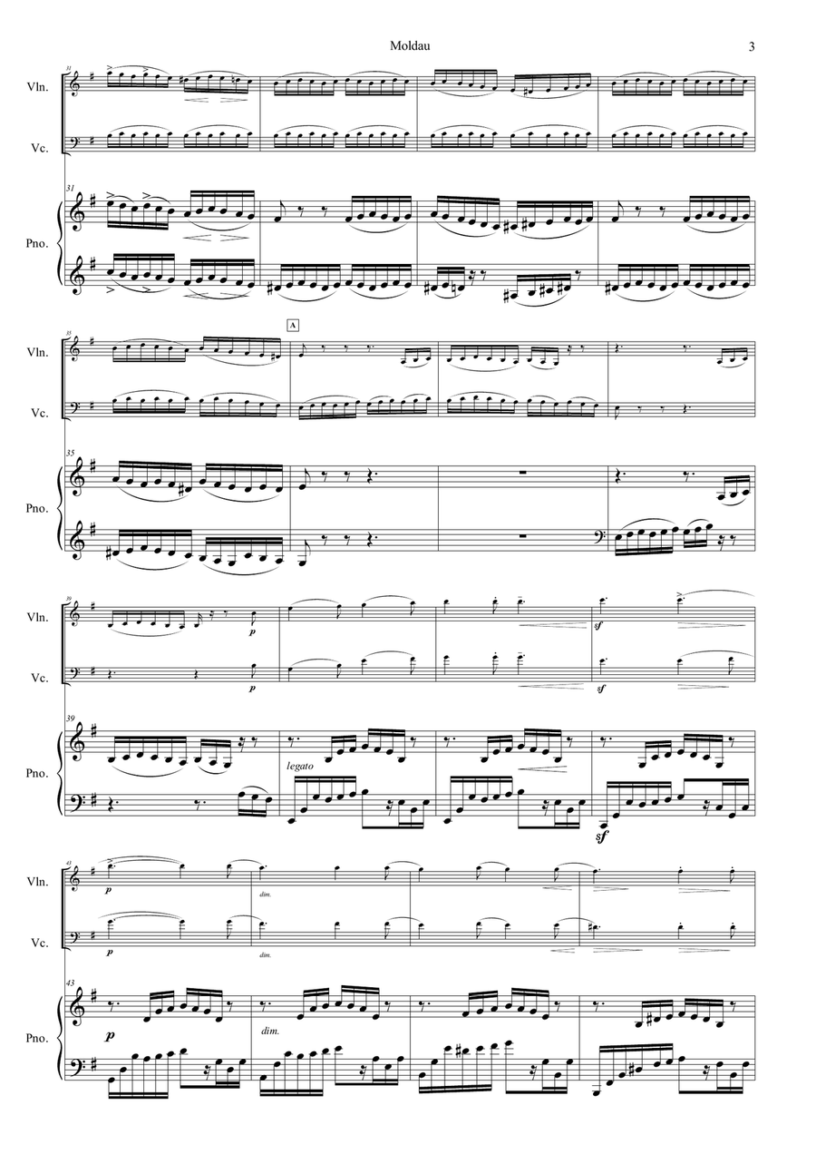 Smetana - Die Moldau for Pianotrio Piano Trio scores gallery preview page 3