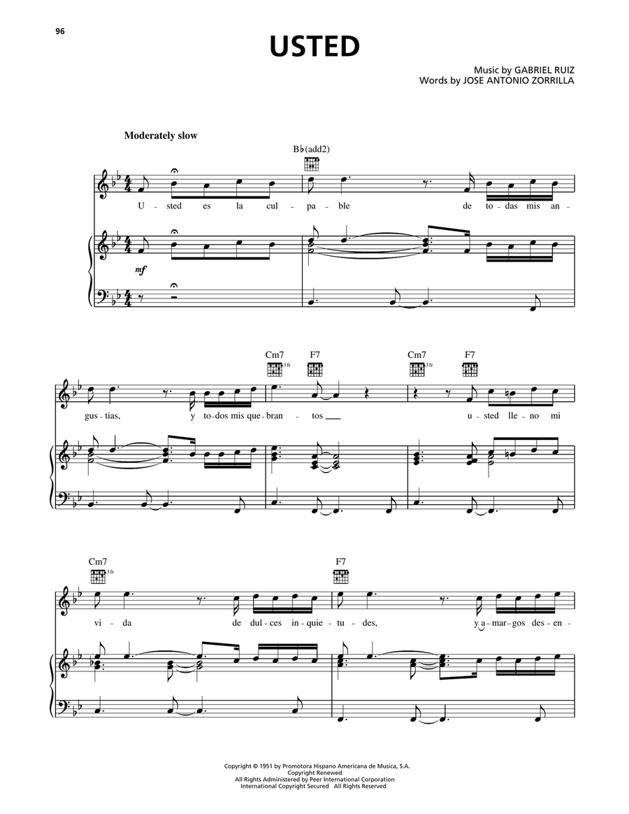 Usted Piano, Vocal, Guitar scores gallery preview page 1