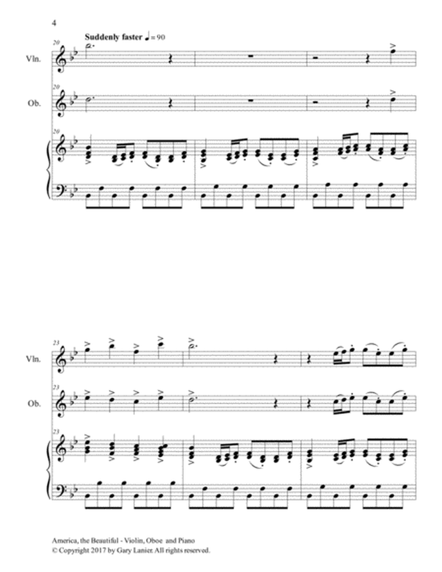 AMERICA, THE BEAUTIFUL (Trio – Violin, Oboe and Piano/Score and Parts) image number null