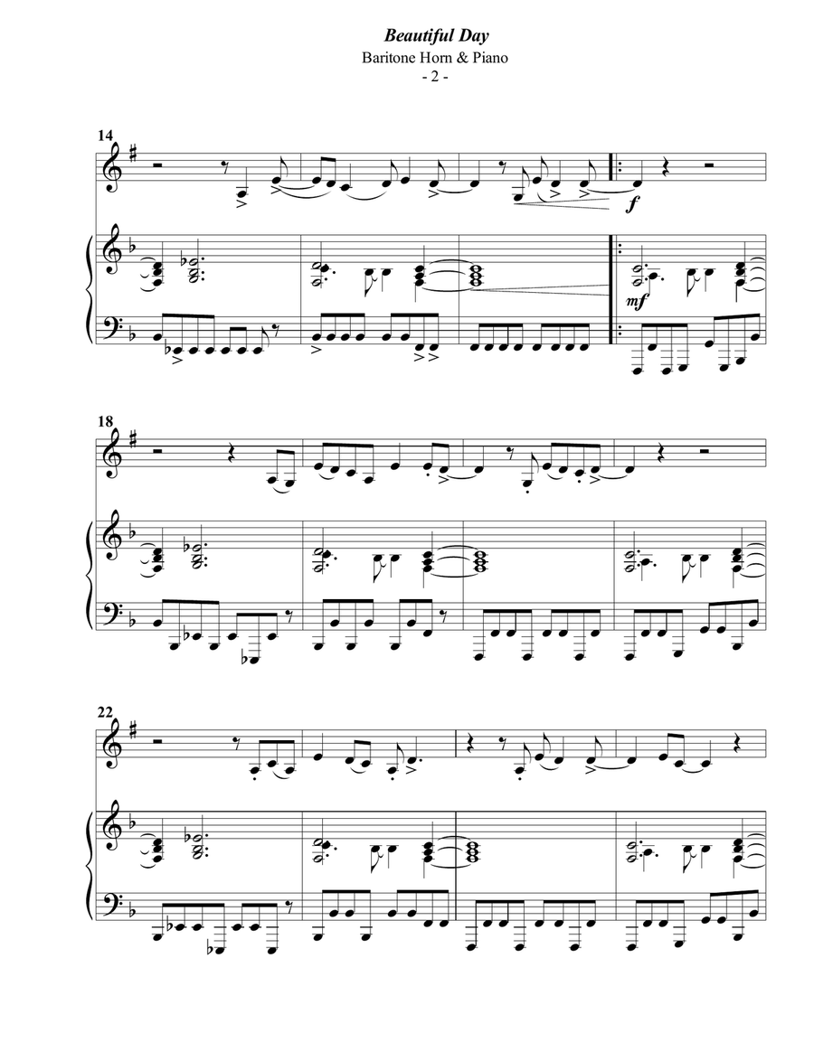 Beautiful Day by U2 Baritone Horn TC - Digital Sheet Music page 2