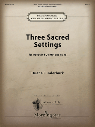 Book cover for Three Sacred Settings for Woodwind Quintet and Piano