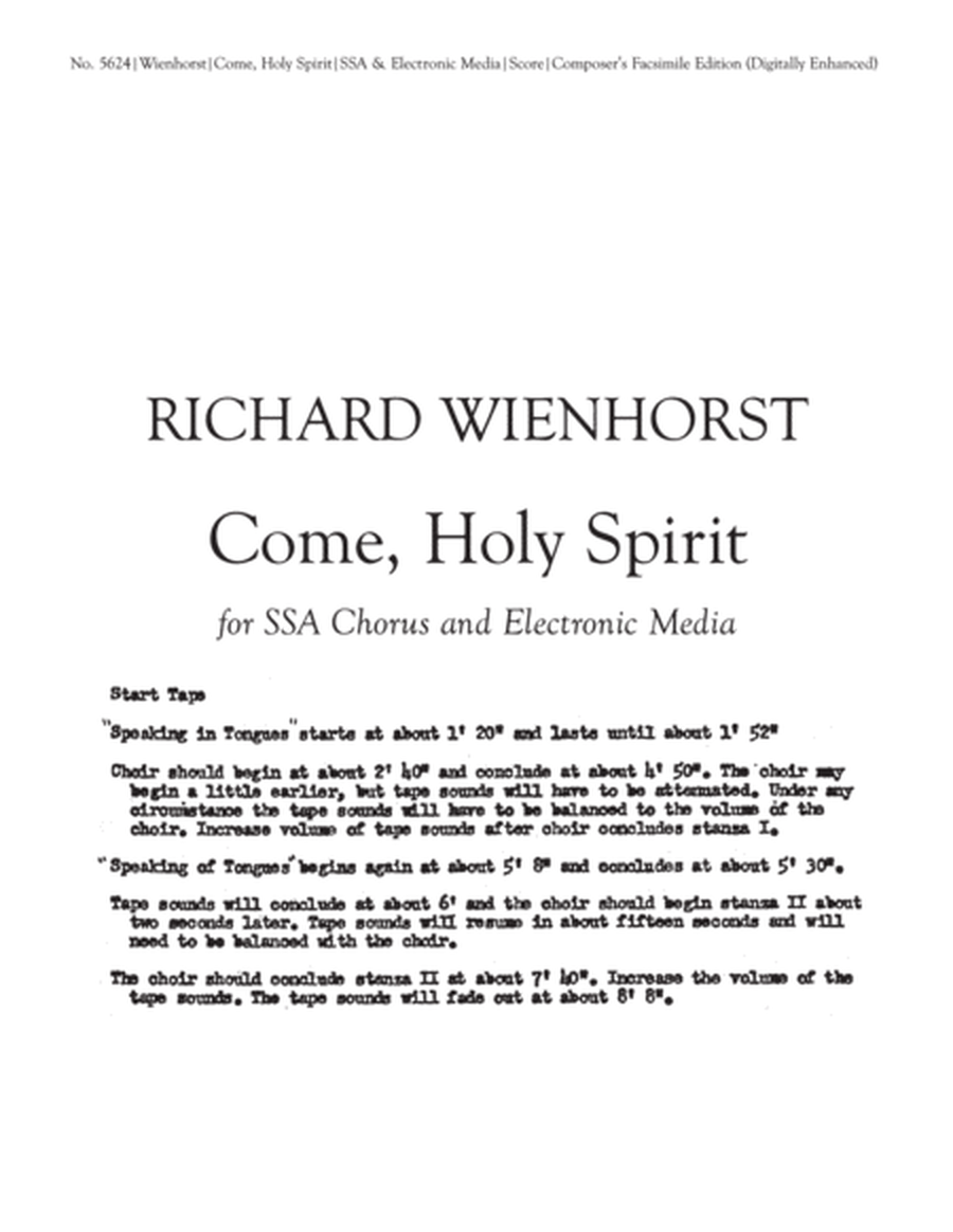 Come, Holy Spirit (Downloadable)
