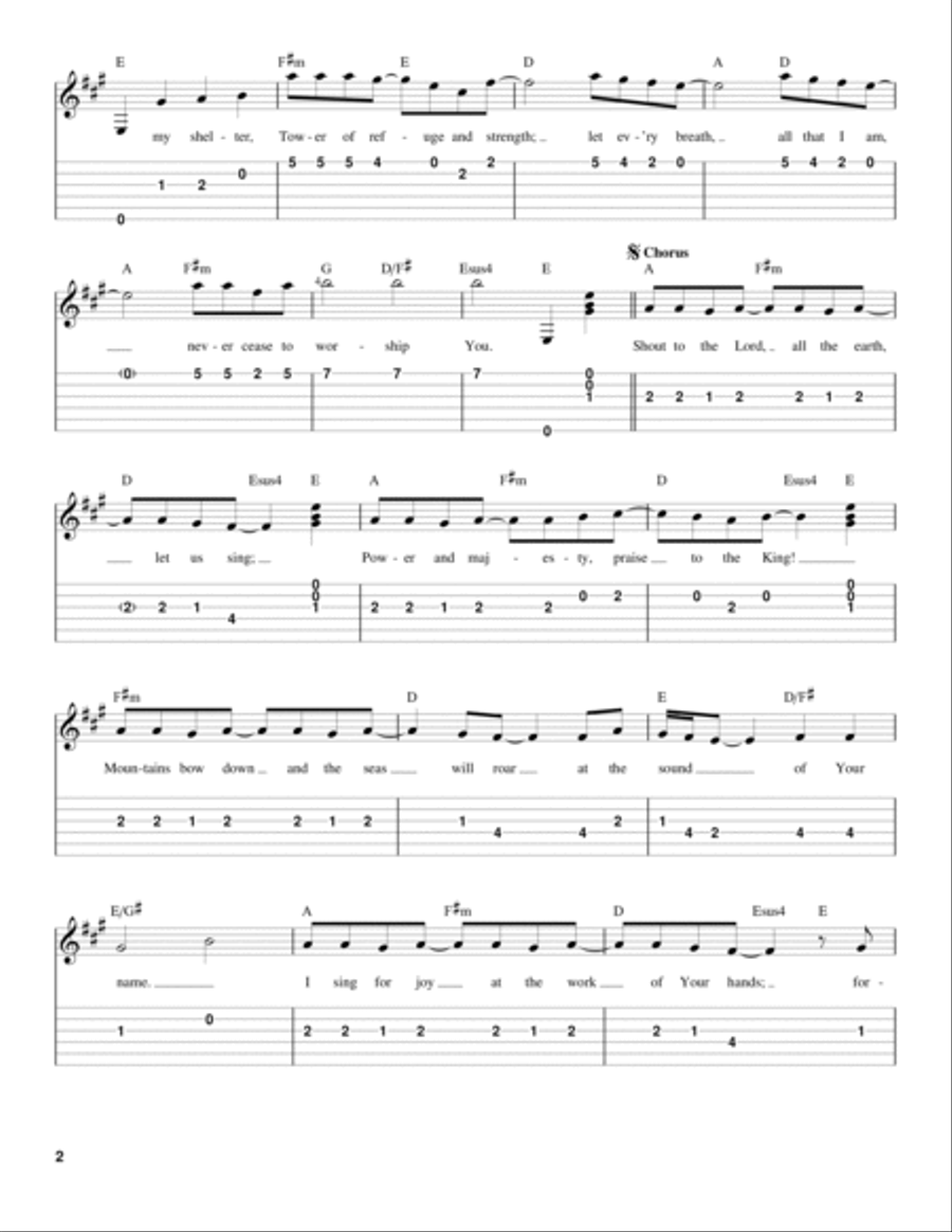 Shout To The Lord Guitar Tablature scores gallery preview page 2