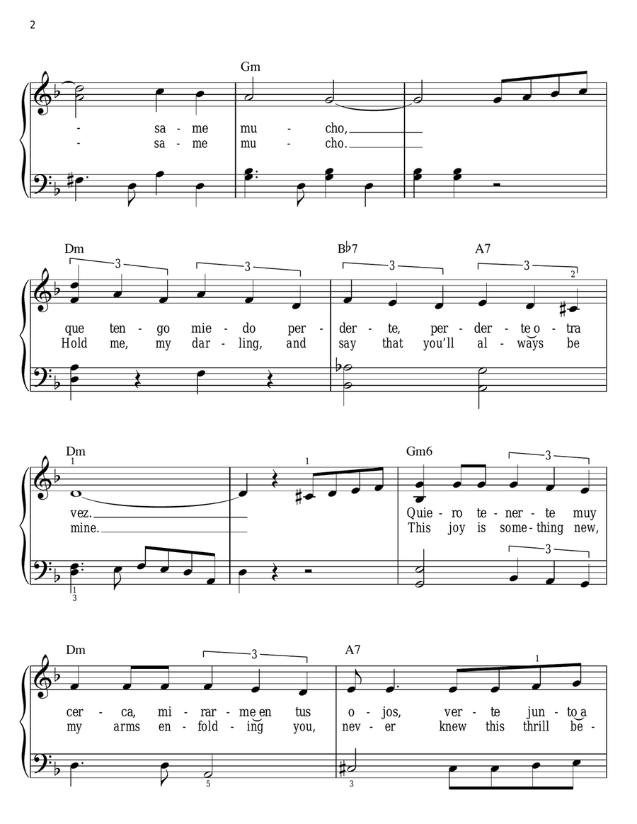 Besame Mucho (Kiss Me Much) Easy Piano scores gallery preview page 2