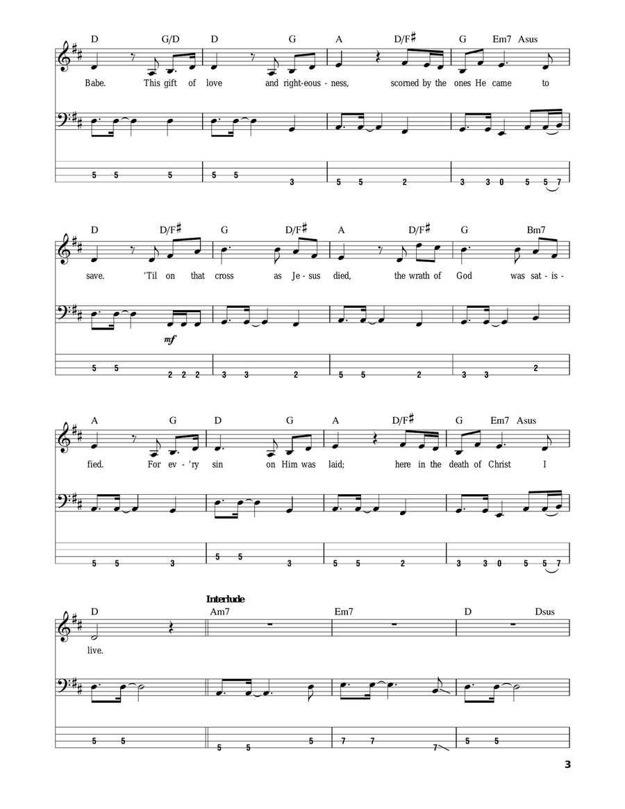 In Christ Alone In Christ Alone Bass Guitar Tablature scores gallery preview page 3
