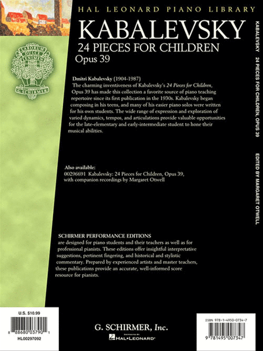 Kabalevsky – 24 Pieces for Children, Opus 39 Piano Solo scores gallery preview page 2