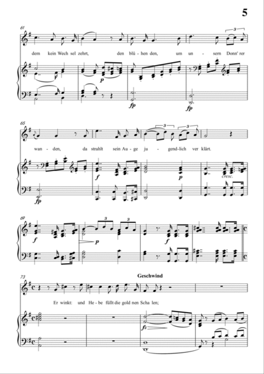 Schubert-Uraniens Flucht(Urania's Flight),D.554 in E for Vocal and Piano Voice scores gallery preview page 6