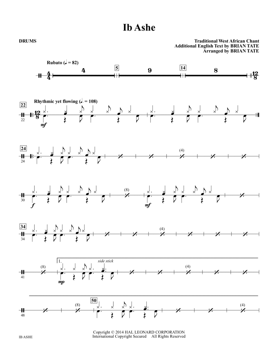 Ib Ashe - Drums Choir scores gallery preview page 1