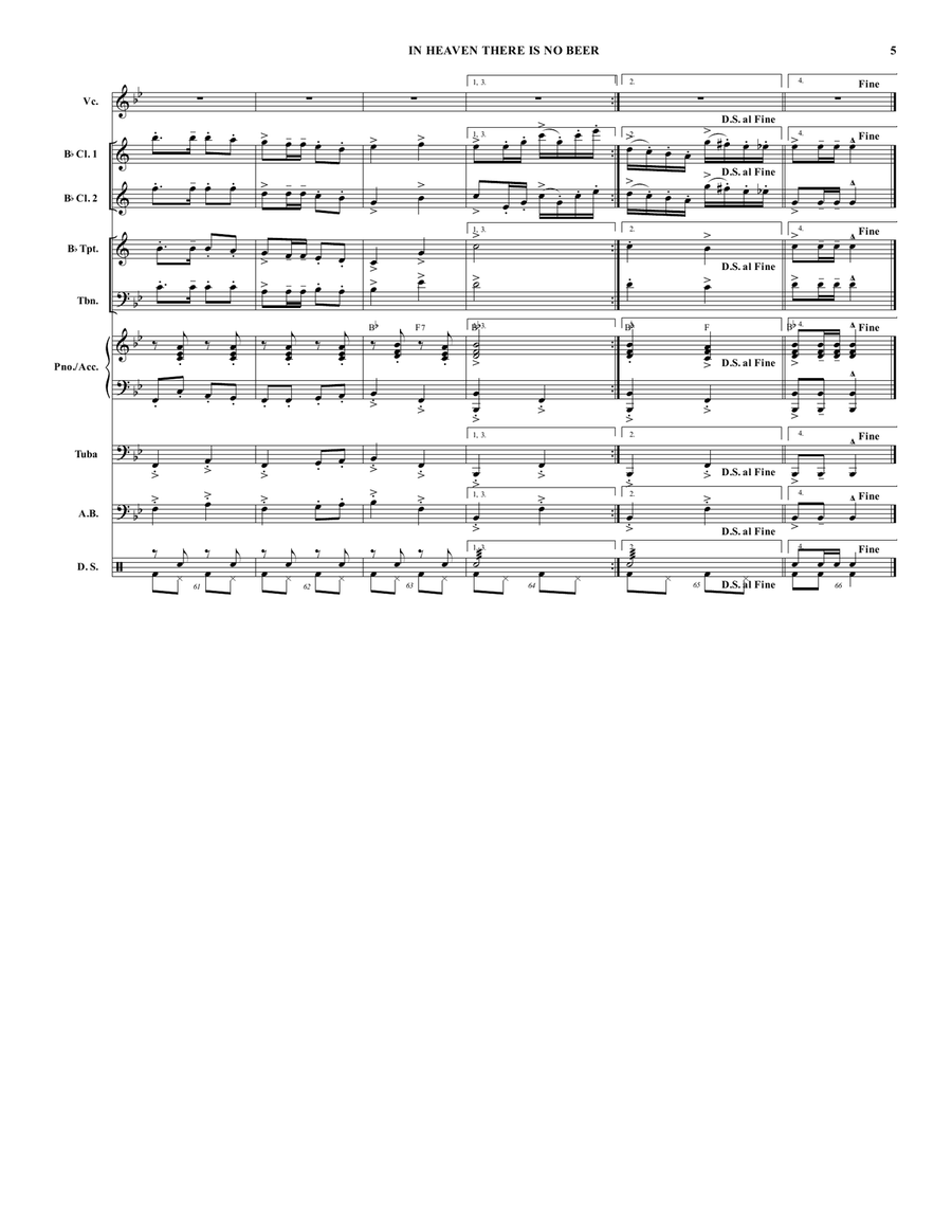 In Heaven There Is No Beer Large Ensemble scores gallery preview page 5