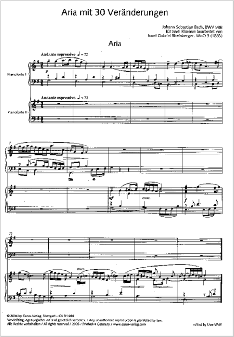 Aria with 30 variations (Aria mit 30 Veranderungen) Voice Solo scores gallery preview page 2