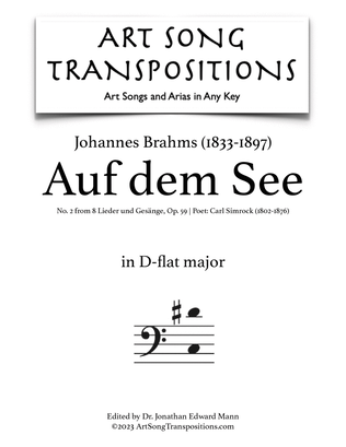BRAHMS: Auf dem See, Op. 59 no. 2 (transposed to D-flat major, bass clef)