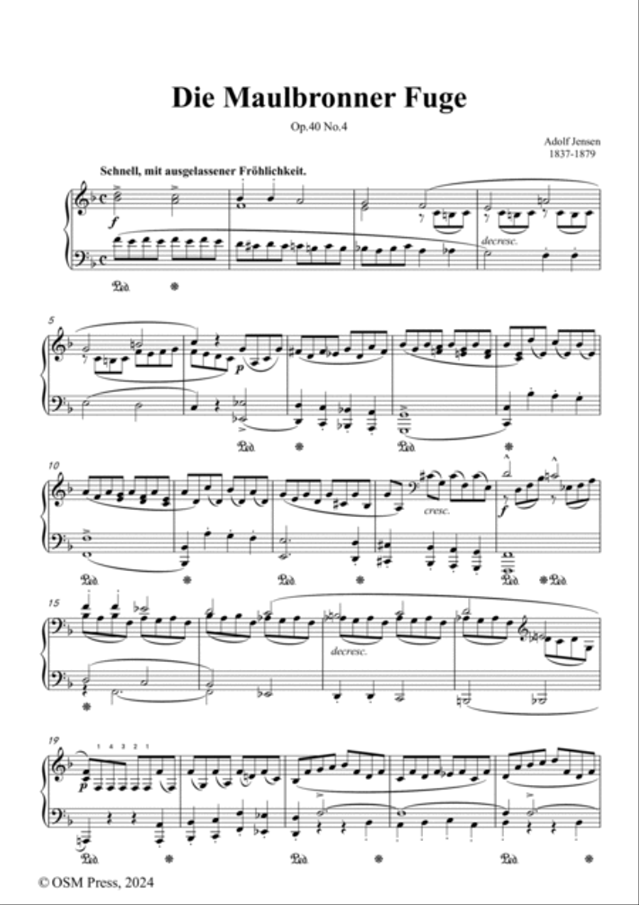 A. Jensen-Die Maulbronner Fuge,in F Major,Op.40 No.4 Voice scores gallery preview page 2